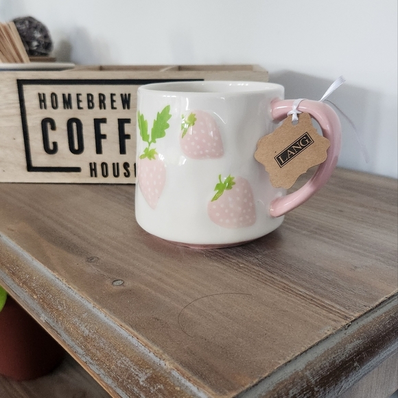 Lang Strawberry Coffee Mug NWT - hand painted, features strawberries, cup office - Picture 7 of 15
